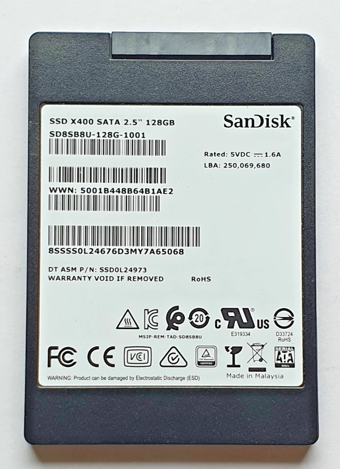 128 GB SATA III SanDisk X400 SSD SD8SB8U-128G-1001 2D-NAND TLC 2.5" Festplatte - Bild 1 von 1
