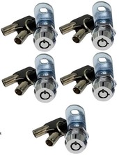 5 Pack Tubular Cam Lock Keyed Alike Removable Key RV Storage 5/8 Inch 90 Chrome