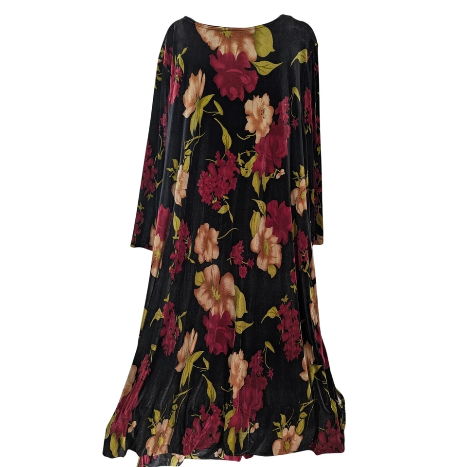 Maxi Vestido Vintage Expressions Terciopelo Mujer 3X Negro Multicolor Floral Rico Foto 2 de 4