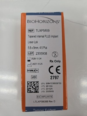 New BioHorizons Tapered PLUS Implant - 5.8 x 9mm