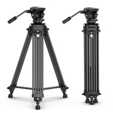 Camera Video Tripod with 360 Degree Fluid Head, 61inch Aluminum