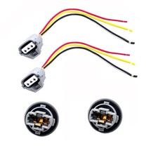 2 Sets Front Turn Light Signal Bulb Socket with 3 Pin Pigtail Wire Compatible wi