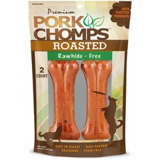 Pork Chomps Roasted Pressed Skin Dog Chews, 2 Count Pack of 1 , Red