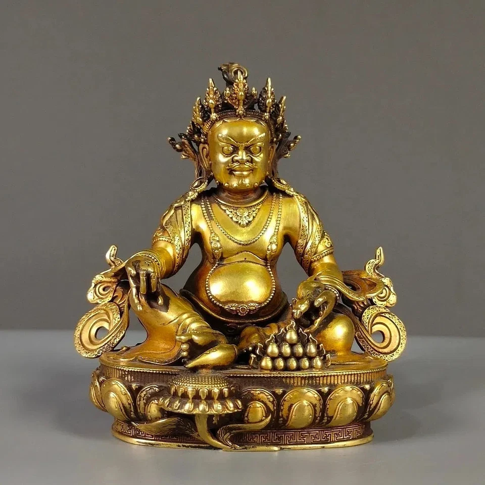 Budismo Tibetano Dorado Cobre Amarillo Jambhala Estatua B Foto 2 de 4