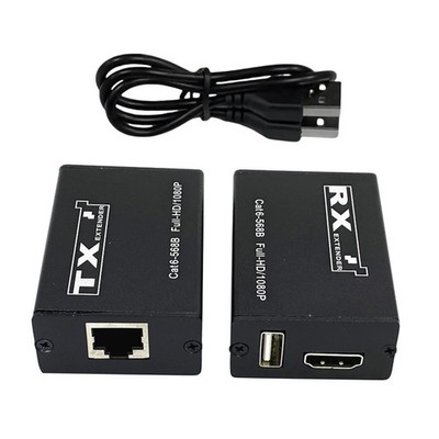 30M Schwarzes Aluminium USB KVM HDMI Extender RJ45 Cat6 Ethernet Netzwerkkabel