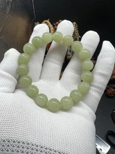 12mm Hetian Yellow Jade Bracelet 新疆和田玉若羌黄口老料黄玉雕刻仿古纹手串
