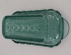 Vintage MCM Anchor Hocking Wexford Teal Green Glass Butter Dish Covered Dish
