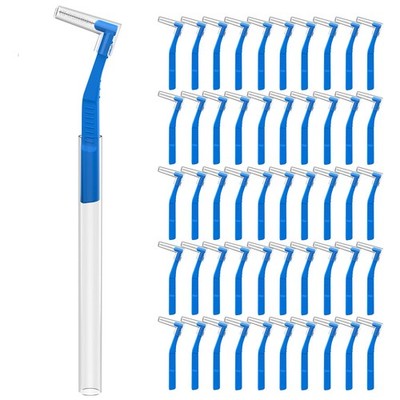 50 Count Angle Interdental Brushes for Braces Tight0.7mm L- Shaped Interproxi