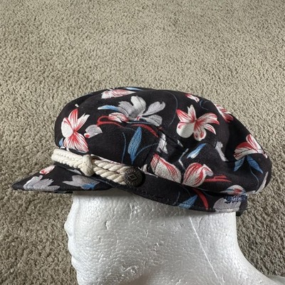 Brixton Hat Cap Fitted Womens 7 Small Black Floral Velvet  display picture 2