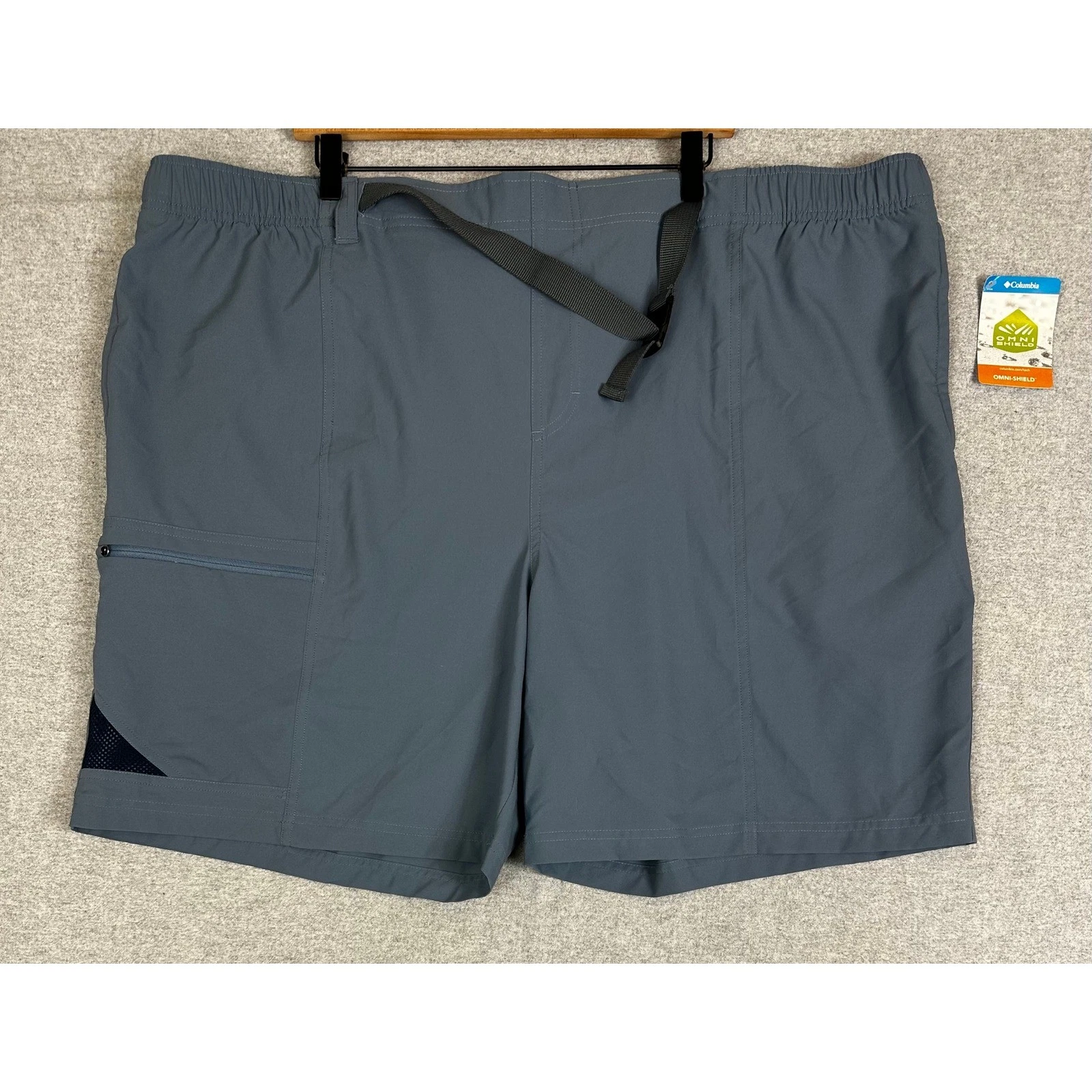 NEW Columbia Trail Splash Shorts Mens 4X 8" Gray Omni-Shield Hiking Cargo