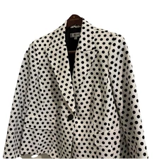 Jones Studio Separates Size 16 Blazer Dark Navy Preppy Career Office Polka Dot￼