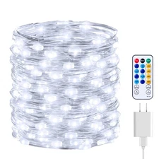 200 Led Pure White Usb String Lights Flexible Waterproof Twinkle Fairy Lights