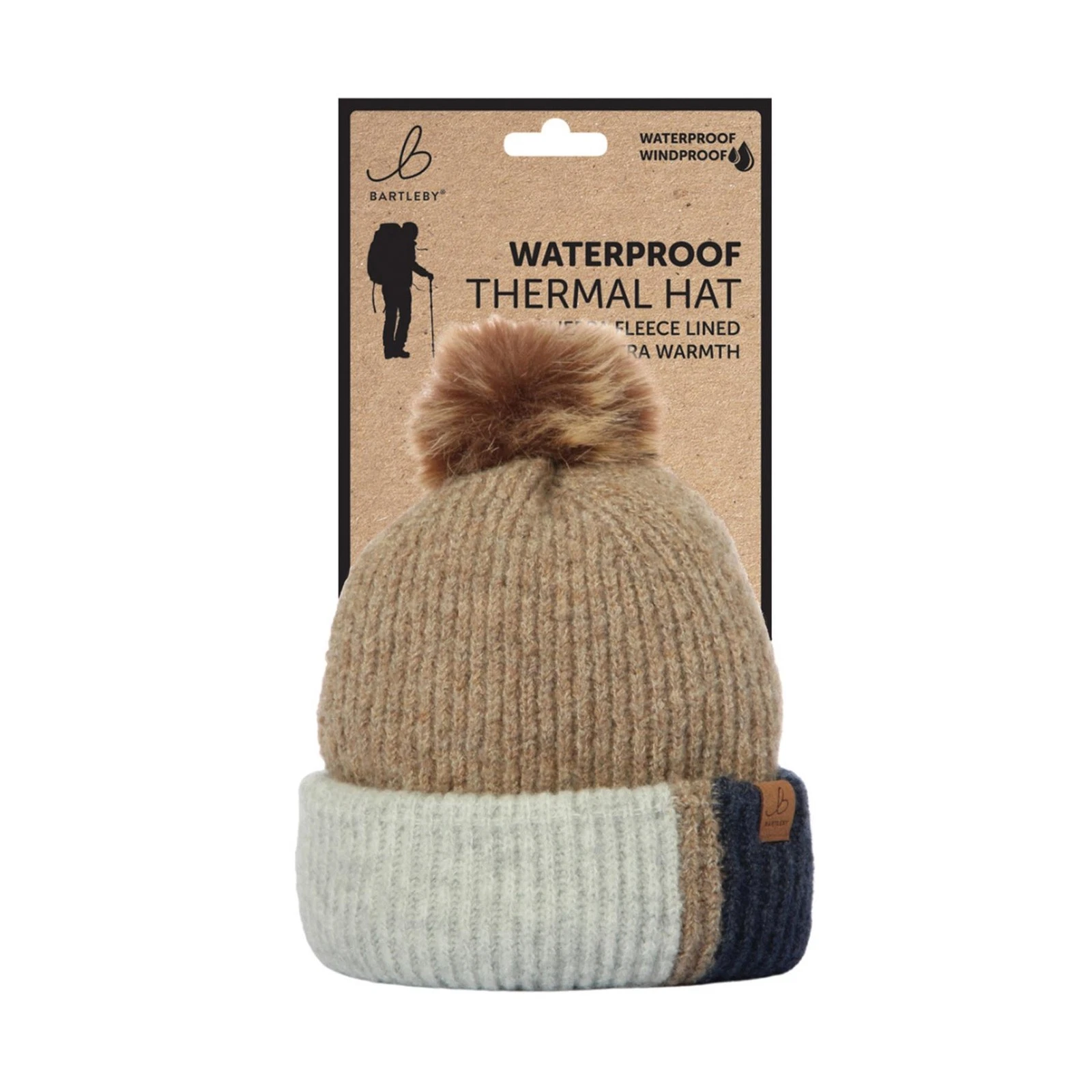 Womens Waterproof Beanie Hat Bobble Neutral Windproof Thermal Headwear Fleece