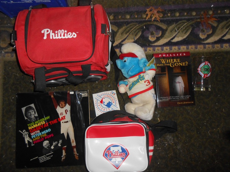 Phila Phillies Coolers Glass Radio Greg Luzinski Signed Caps LP HC w/DJ Books NR
