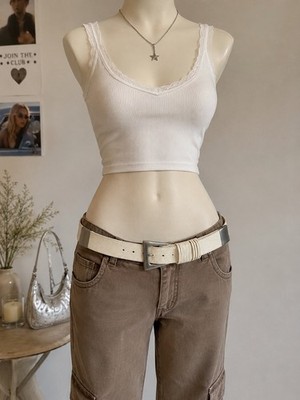 Bijoux Medici Beverly Hill White Lizard Embossed Leather Wide Belt Made in Italy