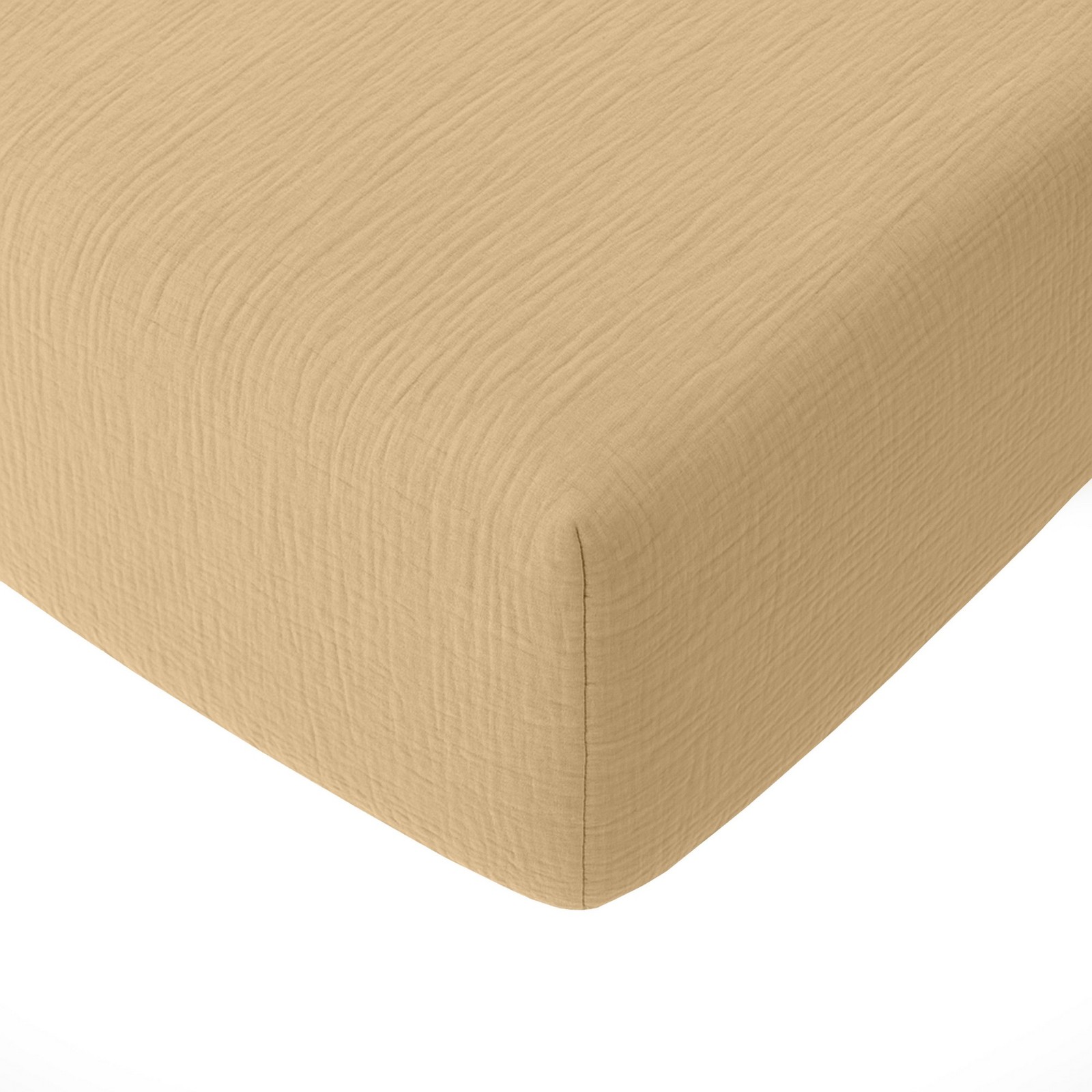 Drap housse 140x190 cm gaze de coton lavé écru naturel pour lit double