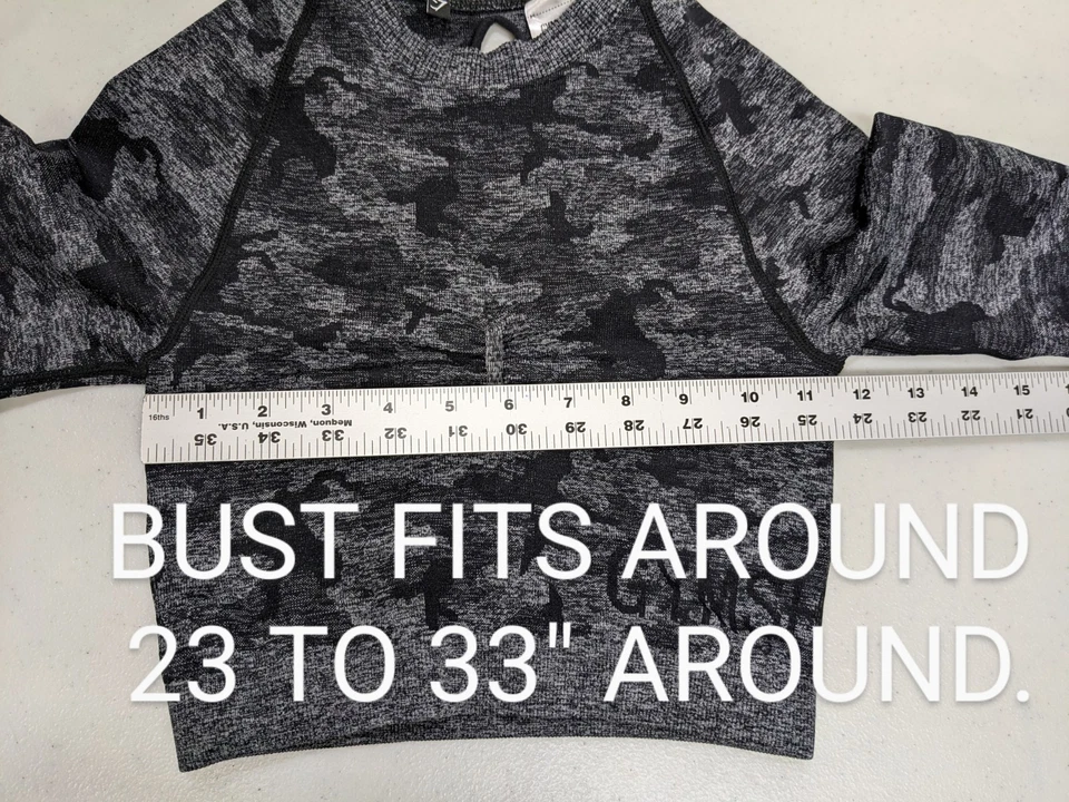 Top deportivo Gymshark Adapt camuflaje sin costuras para mujer XS manga larga #2140 Foto 4 de 4