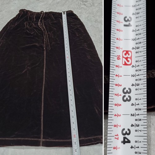 J Jill Small Petite Brown Velvet Stretch Skirt Midi Silk Blend Drawstring Waist - Picture 6 of 8