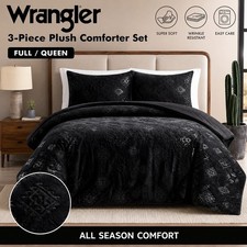 Wrangler Full/Queen 3-Piece Comforter Set Black Geometric Super Soft All Seasons