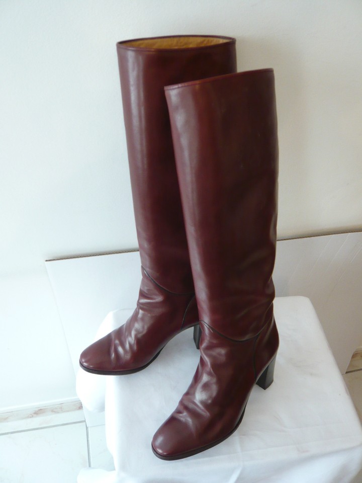 Bottes Vintage Bordeaux TESTONI Pour BELTRAMI - Taille 37.5, Cuir, Italie