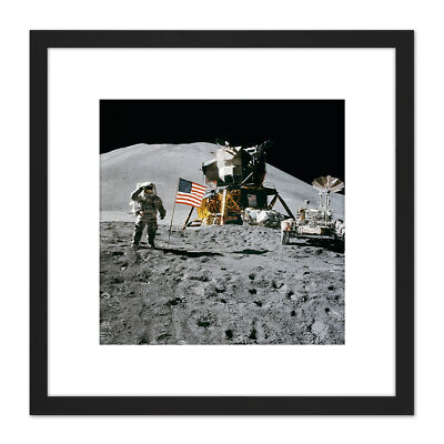 Mond Weltraum Apollo 15 Mission Flagge Foto Quadrat Gerahmt Wandkunst 8X8 Zoll
