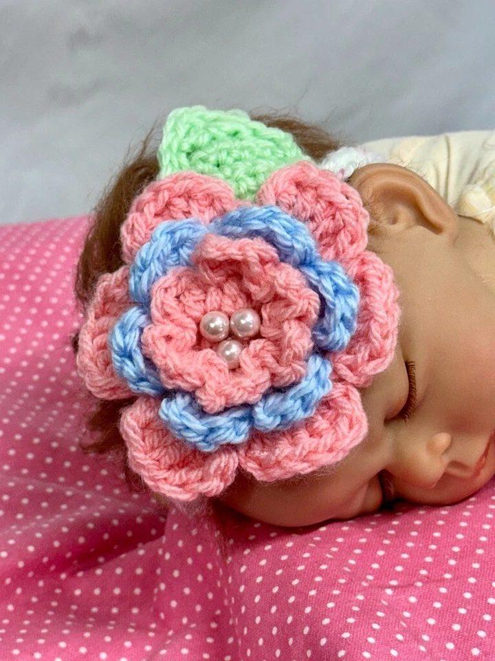 Conjunto de capa e faixa para fraldas de bebê, crochê, rosa/azul/verde, 0-3 mos, foto NOVO - Imagem 2 de 4