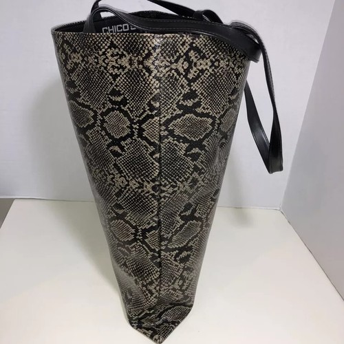 Chicos Faux Leather Snakeskin Tote Bag Shoulder Bag - Picture 13 of 14