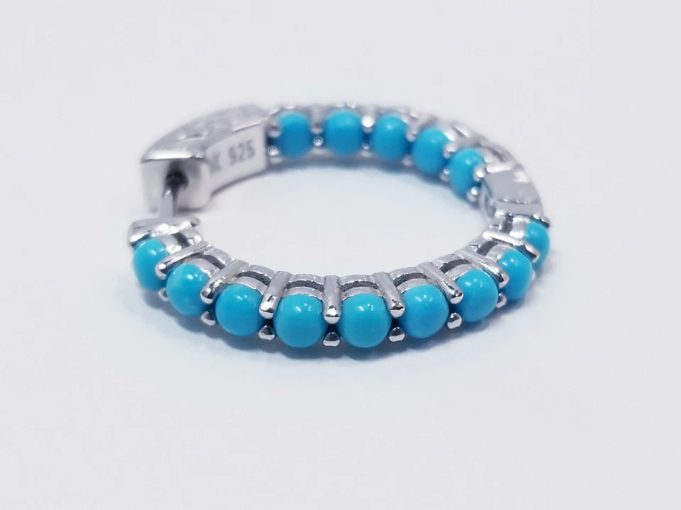 Pendientes JTV Bella Durmiente Turquesa Rodio Sobre Plata de Ley -FCH218 Foto 3 de 4