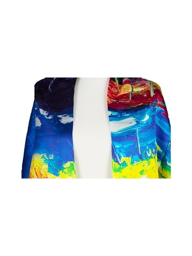 Abstract Scenic Mulberry Silk Stole Women Square Scarf - Picture 5 of 5