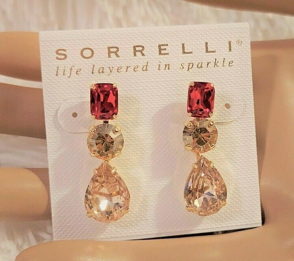 *NUEVO* Y *RETIRADO* ~ Sorrelli ~ "CHAMPAGNE ESCARLATA" ~ GOTA ~ Pendientes  Foto 3 de 4