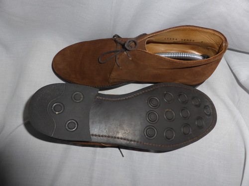 BOTÍN MORJAS HOMBRE MARRÓN GAMUZA CUERO CORDONES TALLA UK 9 EU 43 US 10 EN MUY BUENA CONDICIÓN - Imagen 10 de 24