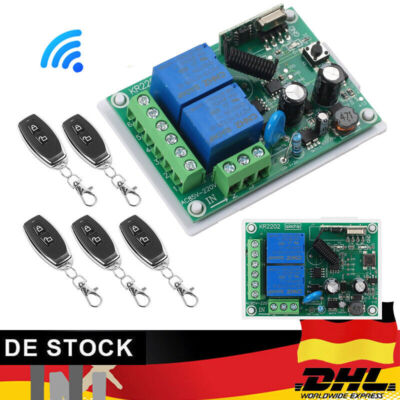 AC220V Funk Empfänger Relais Schalter Garagentor mit 5X  433Mhz Fernbedienung