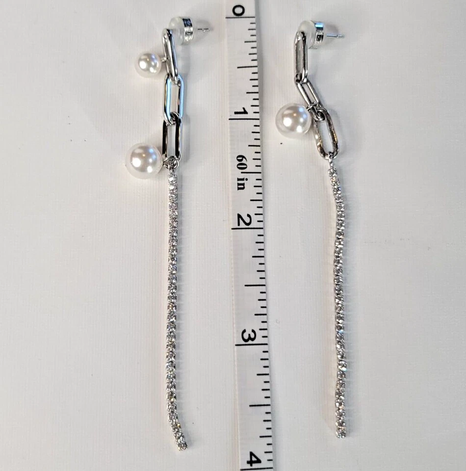 O.YANG Starlight Silver Earrings 18K Gold Plated Swarovski Crystal & Pearl - Image 2 of 4