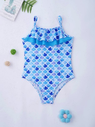 Girls Fish Scales Takini Bikini Beachwear Leotard Swimsuit Halter Swimwear - Picture 21 of 30