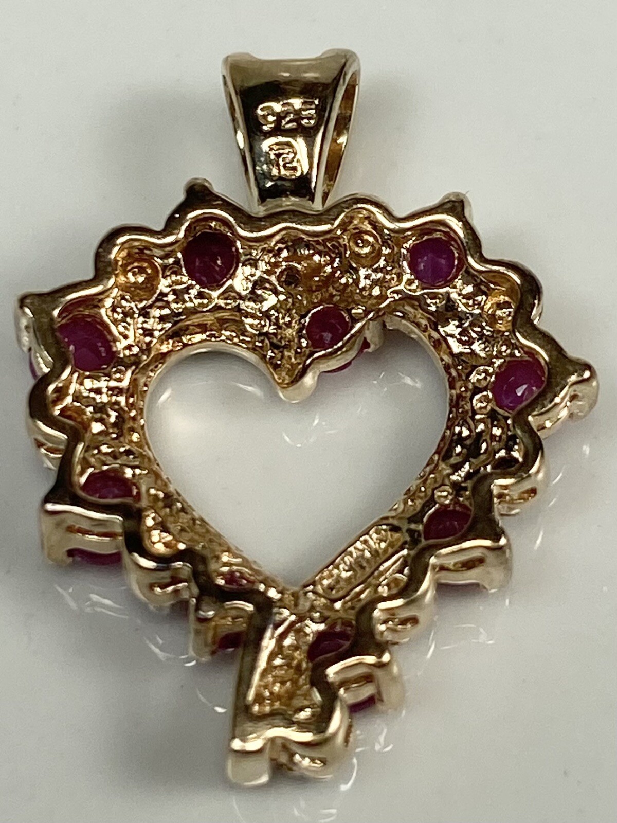 ROSS SIMONS 925 GOLD PLATED RUBY SMALL HEART PEND… - image 3