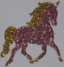 Sequin Patch: Pink and Gold Unicorn
