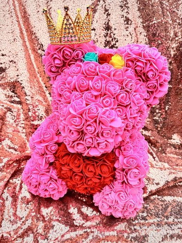 Red Rose Teddy Bear For Women Valentines Girlfriend Birthday Gifts With CROWN - Picture 2 of 5