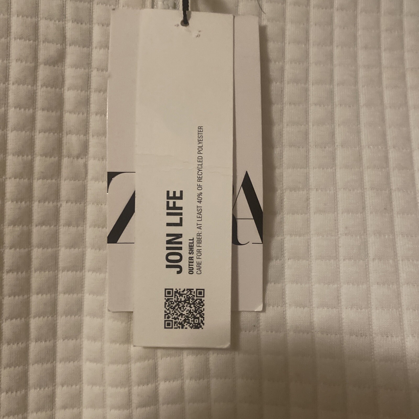 NWT  Zara Woman White Polo Long Sleeves 1/4 Zippered Textured Top Sz Small/ Med thumbnail 3