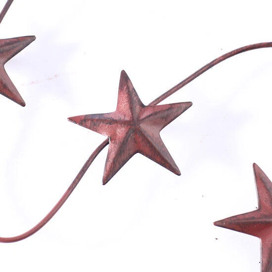Primitive Burgundy Wire Metal Barn Star Garland 5" ft Stars 2.75" Craft Wedding - Image 3 of 3