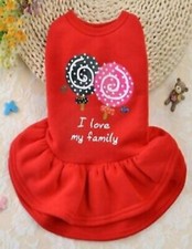Dog-Cat/Pet/Puppy Fleece Ruffle" I Love My Family" Dress Tee Shirt Top Clothing