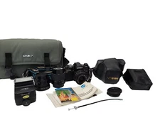 Minolta X-700 SLR Film Camera W/ Lenses , Flash -Manual & Bag