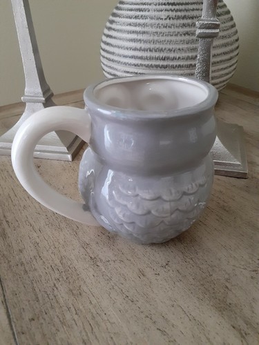WORLD MARKET GREY OWL COFFEE MUG W BABY OWL INSIDE CUP 14 OZ - Picture 2 of 4