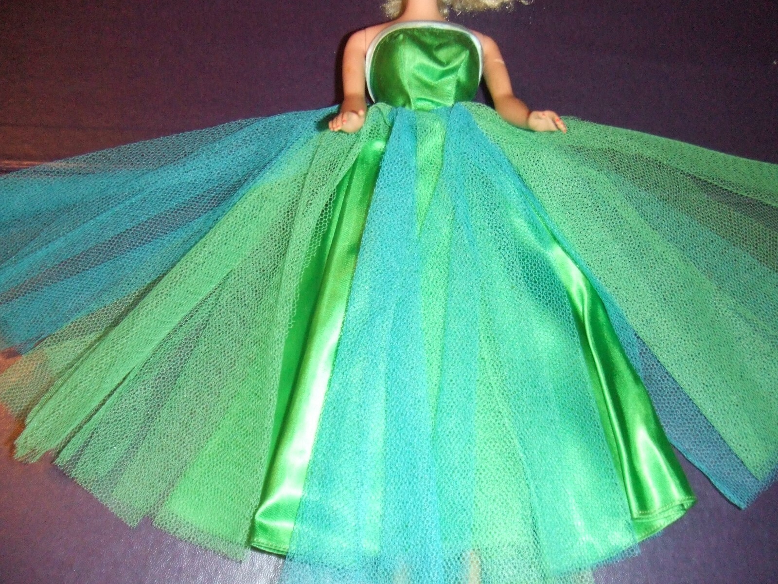 blue green gown
