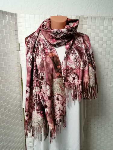 Schal Stola weicher Schal beere weinrot rosa pinktöne Herbst Winter 24/25 Neu - Bild 5 von 5