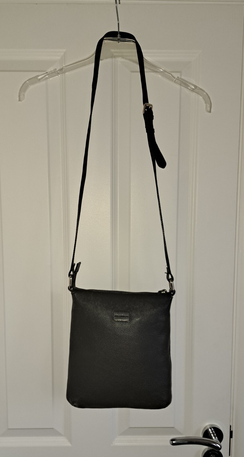 Designer PAUL COSTELLOE Navy Leather Cross Body Bag with long single