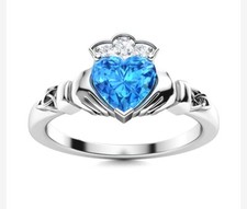 Heart Shape Ring Blue Topaz   925 Sterling Silver Women  s Engagement ring