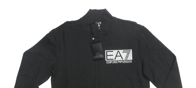 EA7 Emporio Armani Men's Black Logo Graphic French Terry Full Zip