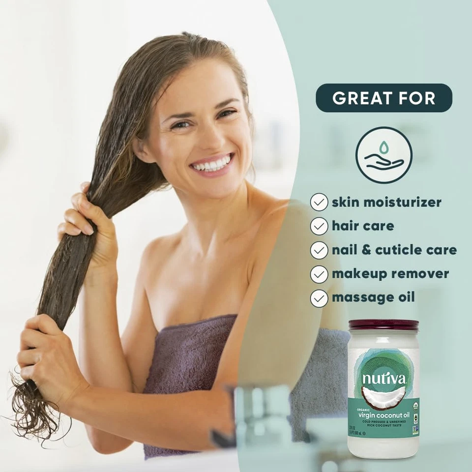 Aceite coco virgen organico 23 onzas ideal cocina cuidado piel cabello natural - Image 3 of 4