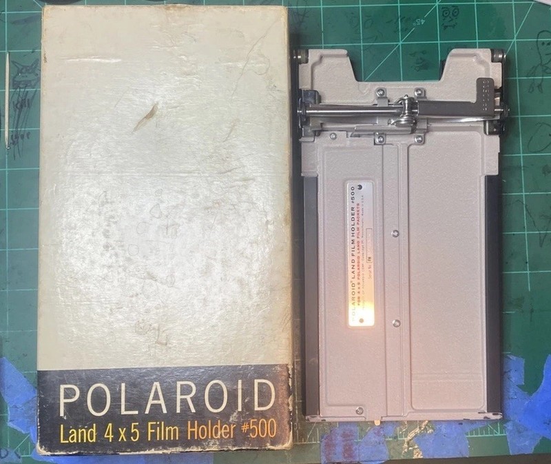 (GREAT) Polaroid Land 4x5 film holder #500 model 500 film back with box