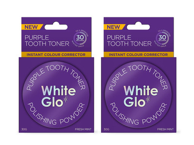 2x WHITE GLO PURPLE ZAHNTONER POLIERPULVER 30g FRESH MINT NEU & VERSIEGELT